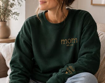 Custom Embroidered Mom Sweatshirt, Personalized Mama Sweater with Kids Names, Est 2026 Pullover, Mother's Day Gift, New Mom Present