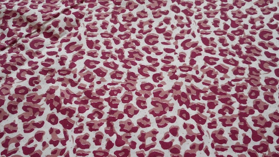 Brand New Mauve and Burgundy Leopard Print Fabric Light Weight Cotton/Poly Blend 18 Inches x 44 inches     (Half Yard)