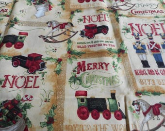 Brand New Vintage Trains Trucks Stockings Christmas Fabric 100% Cotton Fabric 17 1/4" x 42"   (Half Yard)