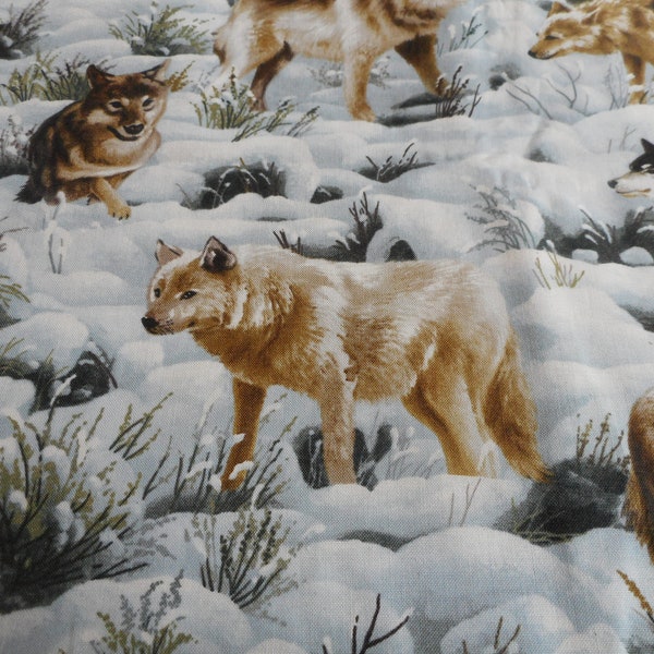 Brand New Wintery Wolf fabric 100% Cotton 18"  x 44 "    (Half Yard)