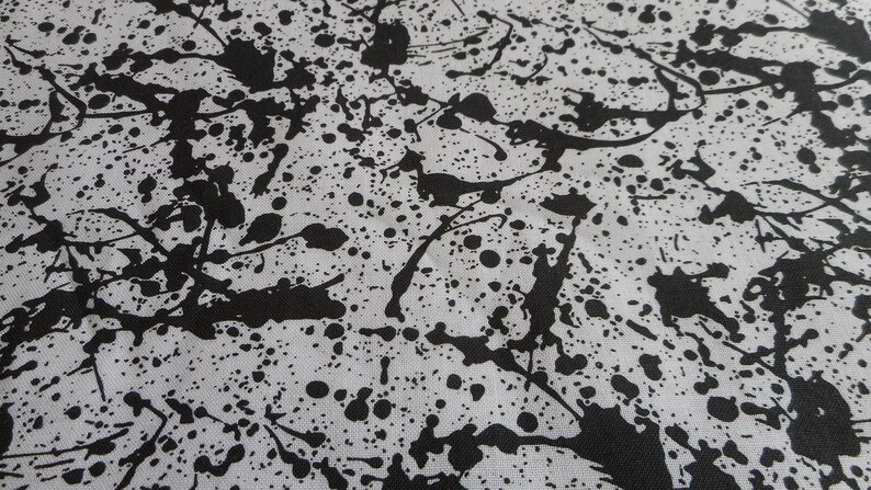 Brand New Splattered White and Black Paint Fabric 100% Cotton 18 Inches ...