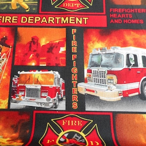 Brand New Fire Department Fabric 100% Cotton 18 Inches x 44 inches     (Half Yard)
