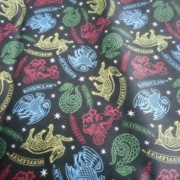 Brand New Beautiful Hufflepuff, Gryffindor, Ravenclaw, Slytherin 100% Cotton Fabric 18" long x 44" wide (Half Yard)