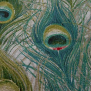 Brand New Peacock Feathers 100% Cotton Fabric 18&quot;  x 44 inches   (Half Yard)