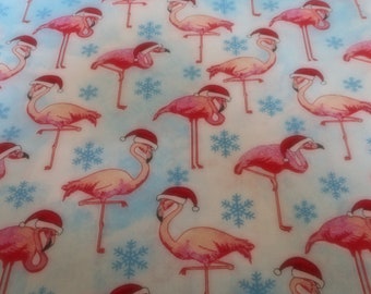 Brand New Christmas Flamingos Fabric 100% Cotton 18 inches x 44 inches