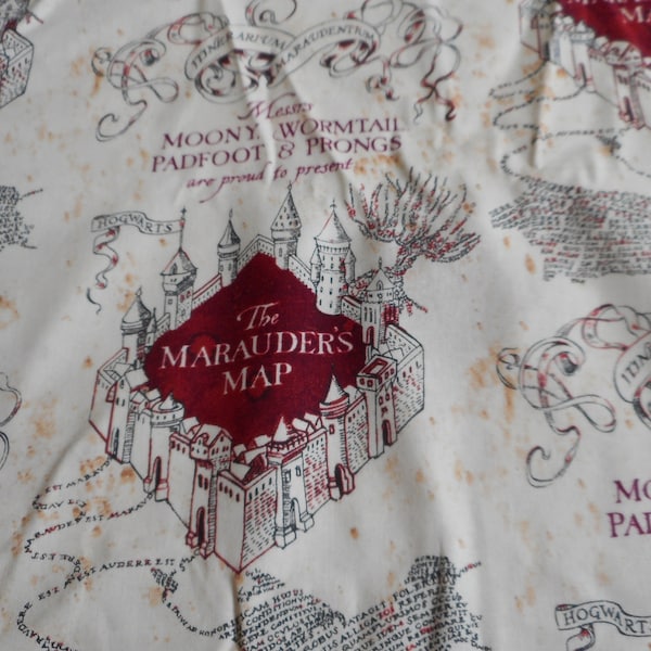 Brand New Harry Potter The Marauder's Map  100% Cotton Fabric 36" long x 44" wide