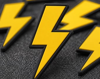 Lightning Bolt PVC Patch, Yellow Thunder Rubber Patch, Electric Morale Patch for Backpack Jacket Hat