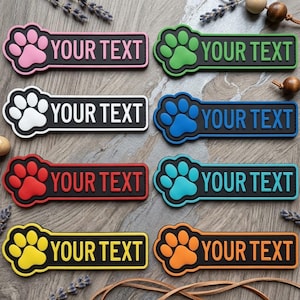 Custom Dog Name PVC Patch - Personalized Paw Print Name Tape, Pet Harness Rubber Badge, Service Dog Gift Hook and Loop Tactical Gear Bag