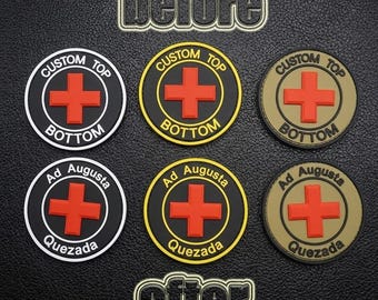 Custom Red Cross PVC Patch, Personalized Medical First Aid Badge, Round EMS EMT Paramedic Patches for Backpack Vest, Custom Text Morale