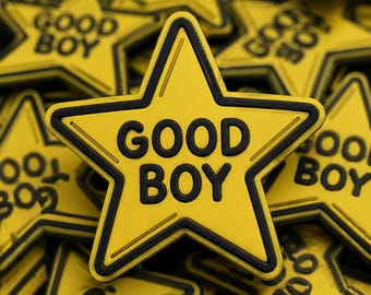 Good Boy PVC Patch, Yellow Star Rubber Patch, Dog Lover Reward Patch for Backpack Jacket Hat