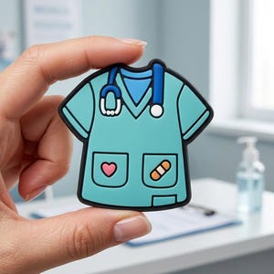 Cute Medical Scrubs PVC Patch - Blue Stethoscope Morale Patch, Mint Nurse Uniform Rubber Badge, Band-Aid Heart Gift Hook and Loop Gear