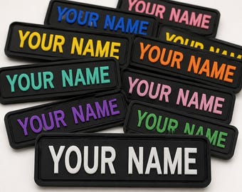Custom Name PVC Patch, Personalized Name Tag Patch, Custom Morale Patch for Backpack Hat Jacket Hook and Loop