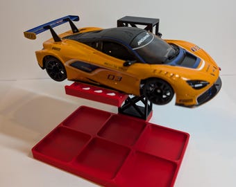 3D Printed Mini-Z Car Stand with Parts Tray