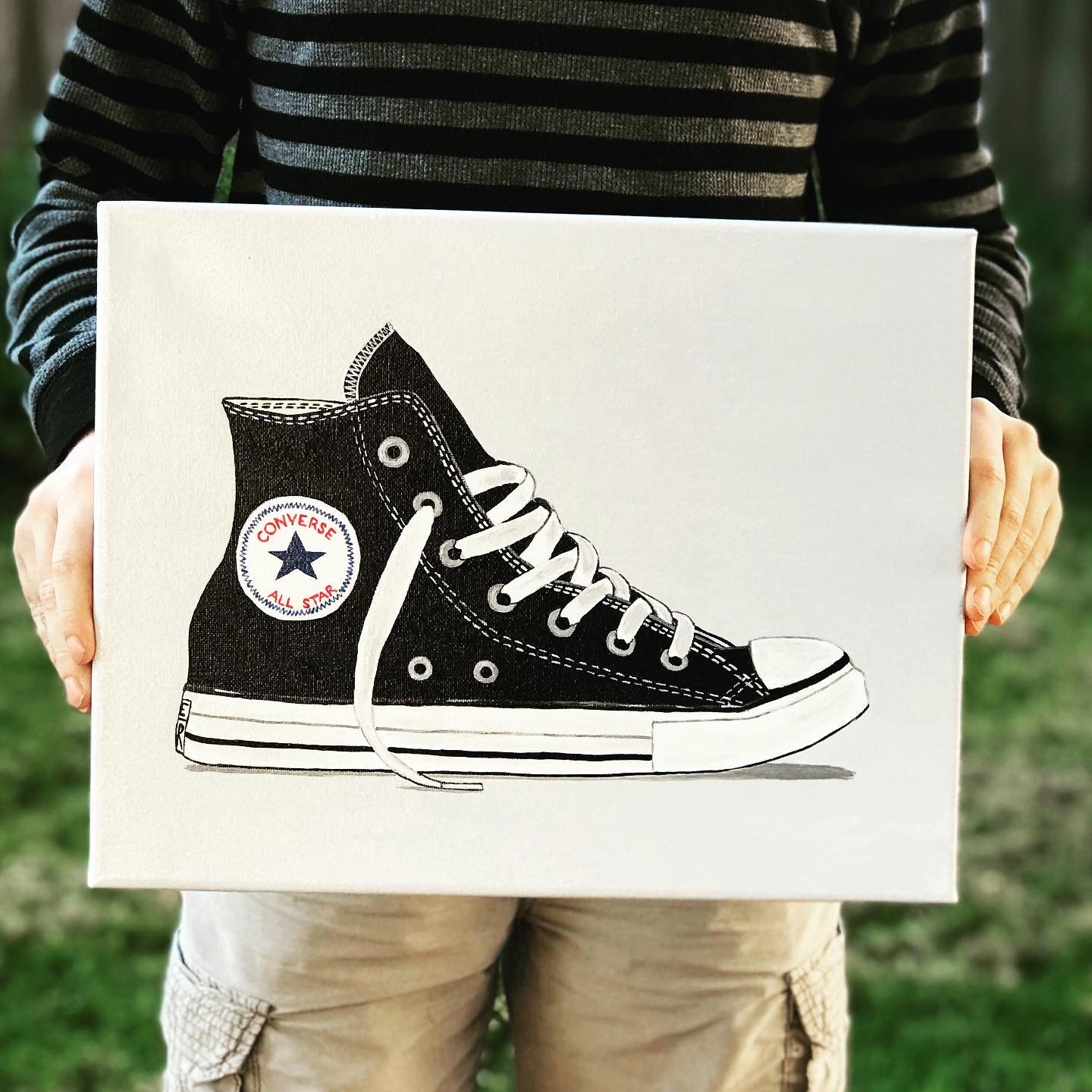 black converse painted