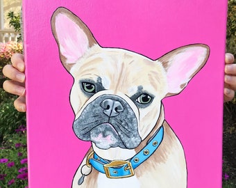 Custom Pet Portrait Painting on  Canvas in Acrylic 12"x12"