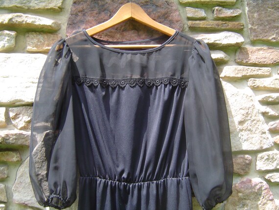 Sexy Sheer Little Black Dress Vintage 1970s - image 2