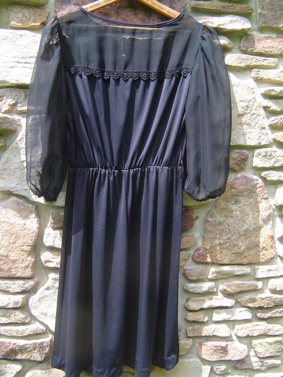 Sexy Sheer Little Black Dress Vintage 1970s - image 3