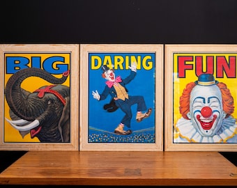 1983 Nabisco Circus Poster Framed Set BIG, DARING, and FUN