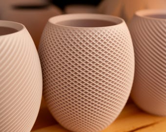 Set di 4 portaspazzolini moderni / Organizer da bagno con texture stampata in 3D / Bicchieri minimalisti da appoggio / Stile Aya & Sfera