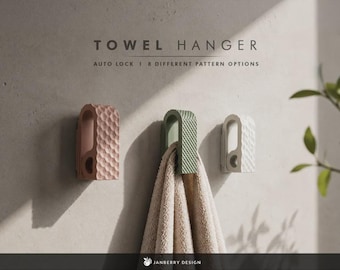Auto-Locking Towel Hanger | Modern Geometric Texture Holder (Set of 4)