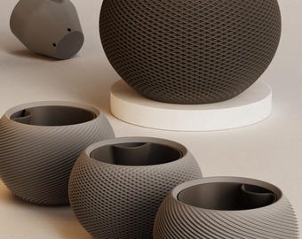 Organic Geometric Planter | Japandi Wabi-Sabi Pot | 3D Printed Modern Planter | Minimalist Desk Plant Pot | SFERA #2 | Ikigaiform Licensed