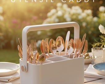 Portable Utensil Caddy, Silverware Organizer with Cork Base, Picnic Utensil Holder, Outdoor Dining Storage, Kitchen Organizer