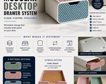 Modular 3D Printed Desktop Drawer Organizer – Stackable Office Storage System
