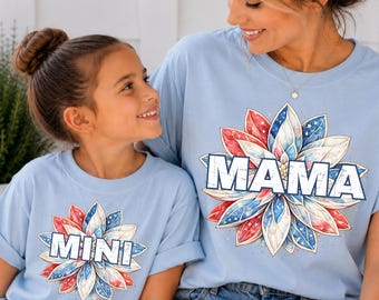 Camisetas a juego para mamá e hija, camisetas familiares patrióticas, conjuntos a juego para el 4 de julio, conjunto para madre e hija del 4 de julio, camiseta del 4 de julio