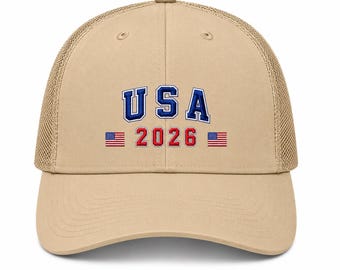 Gorra de camionero USA 2026, gorra de fútbol de EE. UU., gorra bordada para aficionados al fútbol, gorra ajustable Snapback, atuendo para el día del partido, regalo para aficionados de EE. UU.