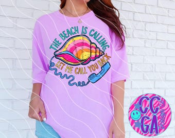 The Beach Is Calling PNG - Sommer Muschel Digital Design (Instant Download)