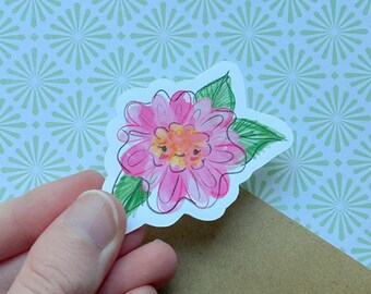 Happy Flower Sticker | Pink Girly Illustration Art Decal