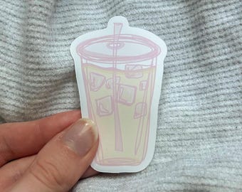Iced Coffee Sticker | Pink Drink Water Bottle Decal