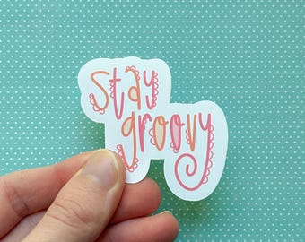 Stay Groovy Retro Rainbow Sticker | Whimsical Girly Decal