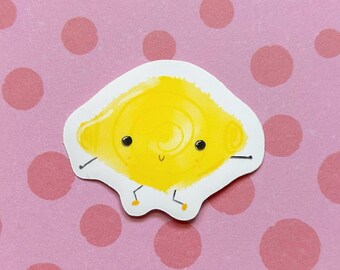 Dancing Lemon Sticker | Groovy Food Art, Water Bottle Decal