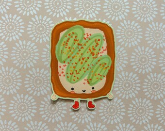 Avocado Toast Sticker | Kawaii Food Illustration, Water Bottle Stationery