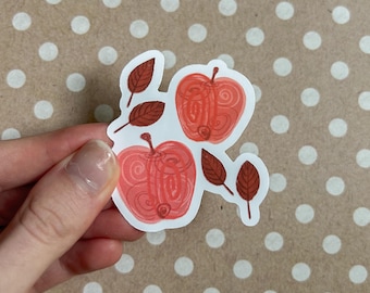 Autumn Apple sticker | fall, leaves, red, Halloween, apple cider, spooky season, cozy, foliage