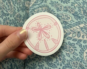 Pink Sanddollar Sticker | Beachy Nautical Decal for Laptops