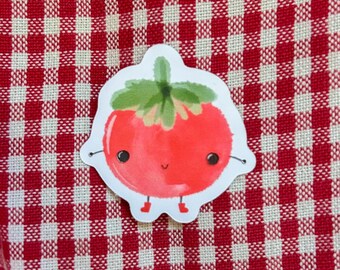 Happy Tomato Sticker | Groovy Food Art, Water Bottle Decal