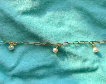 Freshwater Pearl Bracelet | 18k Gold Plated Stainless Steel, Elegant Nautical Jewelry