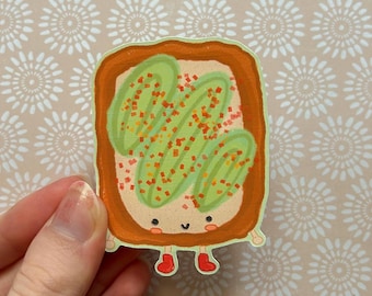 Avocado Toast Sticker | Kawaii Food Illustration, Water Bottle Stationery