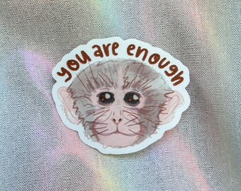 Punch Monkey Sticker | You Are Enough, Mental Health, Groovy Vibes, Water Bottle Decal