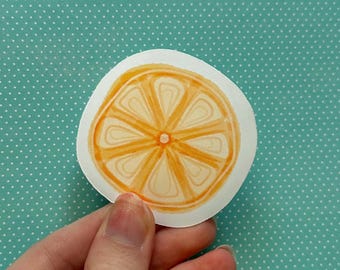 Watercolor Orange Slice Sticker | Funky Fruit Art, Water Bottle Decal