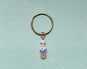 Freshwater Pearl Beaded Keychain | Icy Blue, Pink, Coastal Bag Accessory