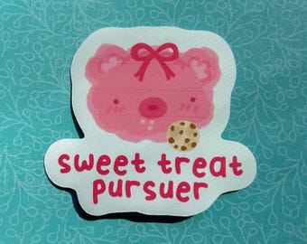 Pink Bear Cookie Sticker | Sweet Treat Pursuer Illustration