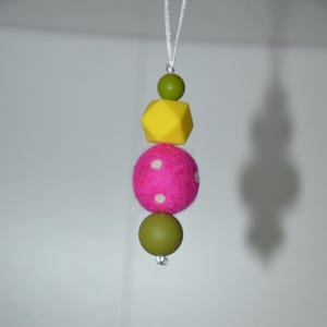 Felt Ball Diffuser for Car | Essential Oil Air Freshener | Boho Rear View Mirror Hanging | Eco Friendly Accessory