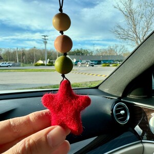 Boho Felt Star Car Diffuser | Essential Oil Air Freshener | Rear View Mirror Hanging | Eco Friendly Car Accessory | Teacher Gift