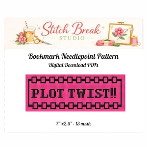 Wzór haftu krzyżykowego | Nowoczesny różowy schemat ściegu zakładki (pobierz plik PDF)