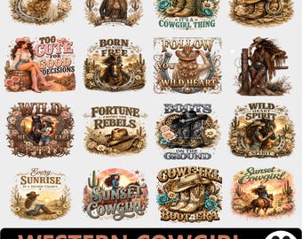 Cowgirl Clipart Bundle Desert Rodeo PNG Graphics Collection