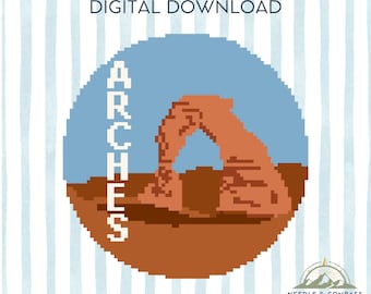 Motif de broderie du parc national des Arches | Ornement délicat en forme d'arche PDF | Souvenir de voyage dans les parcs nationaux | Broderie de l'Utah | Téléchargement instantané