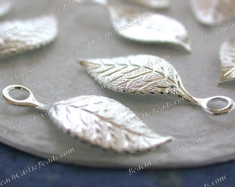 Bright Sterling Silver Plated Leaves Vintage Style Hair Craft Supplies Jewelry Supplies Made in USA Wedding Supplies Silver Leaves STA-313